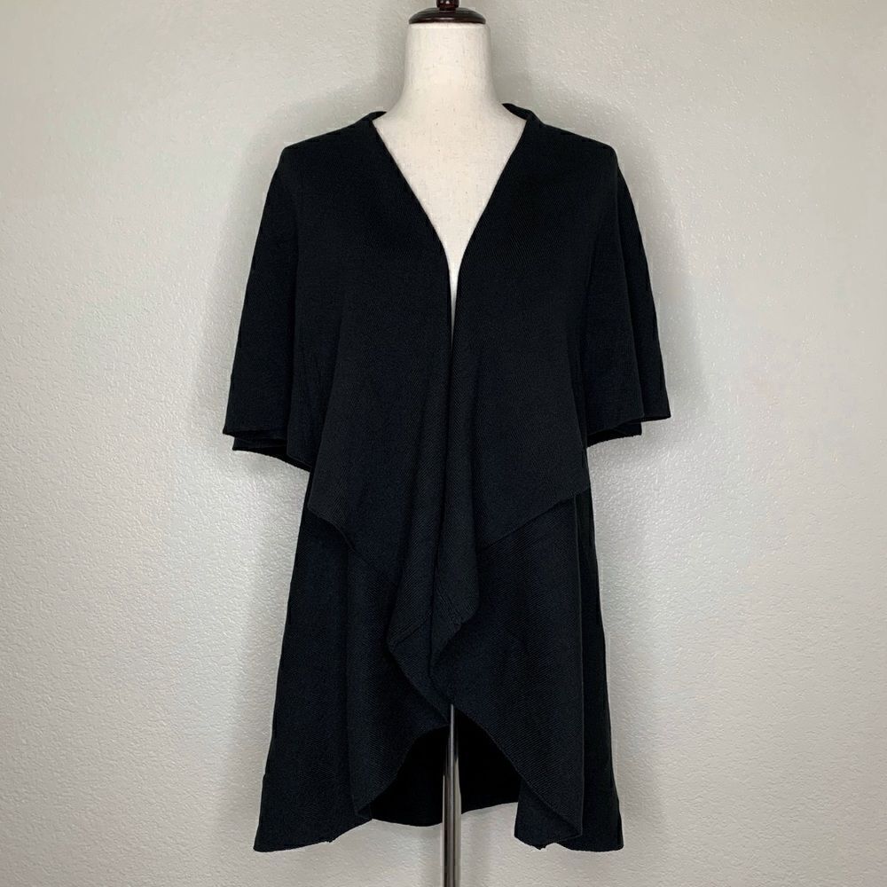 NWT ee:some Women’s Size S/M Black Waterfall Open Front Cardigan